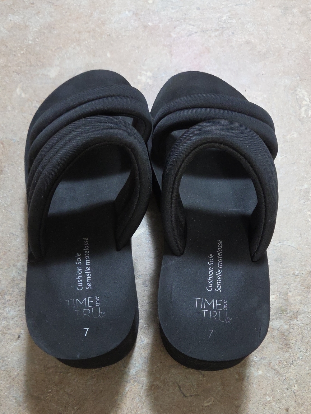 Time and Tru Black Platform Sandals